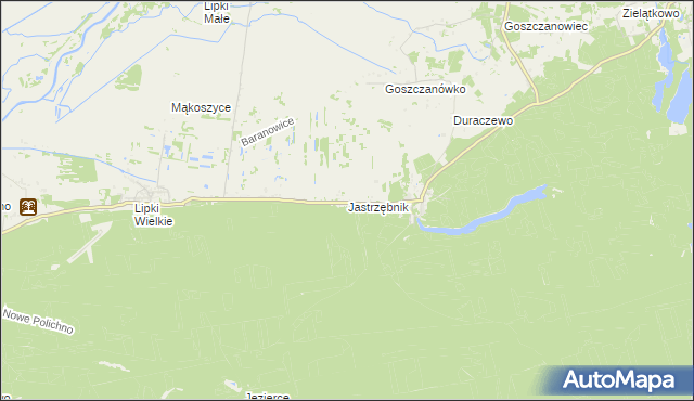 mapa Jastrzębnik gmina Santok, Jastrzębnik gmina Santok na mapie Targeo