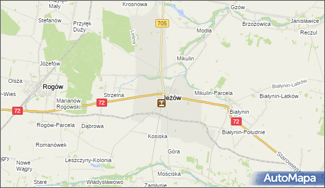 mapa Jeżów powiat brzeziński, Jeżów powiat brzeziński na mapie Targeo