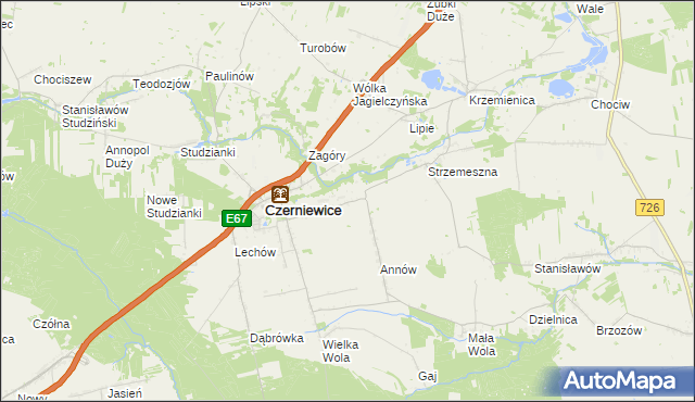 mapa Józefów gmina Czerniewice, Józefów gmina Czerniewice na mapie Targeo