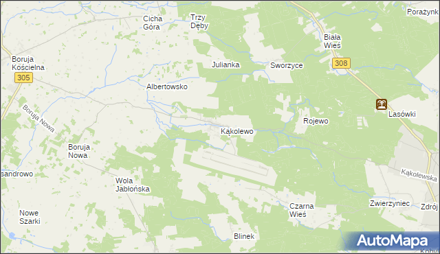 mapa Kąkolewo gmina Grodzisk Wielkopolski, Kąkolewo gmina Grodzisk Wielkopolski na mapie Targeo