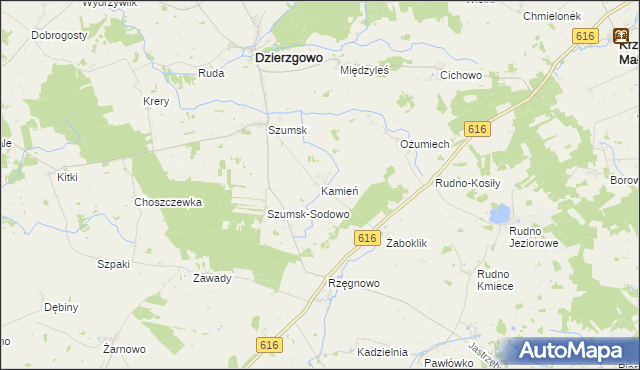 mapa Kamień gmina Dzierzgowo, Kamień gmina Dzierzgowo na mapie Targeo