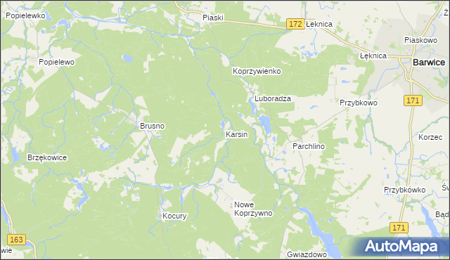 mapa Karsin gmina Połczyn-Zdrój, Karsin gmina Połczyn-Zdrój na mapie Targeo