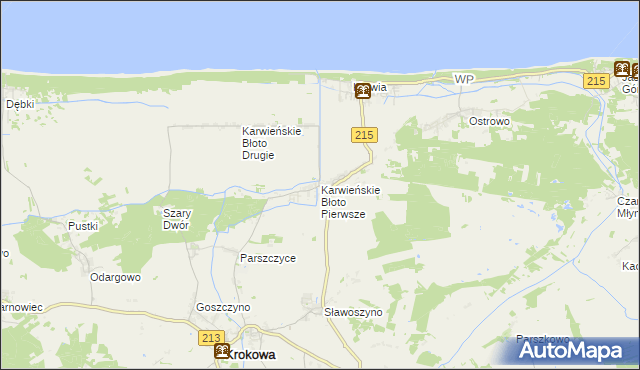 mapa Karwieńskie Błoto Pierwsze, Karwieńskie Błoto Pierwsze na mapie Targeo