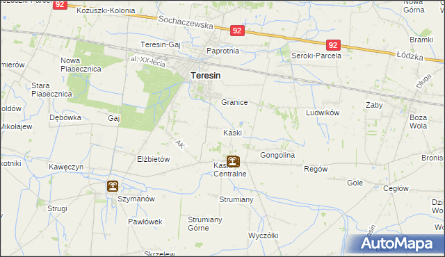 mapa Kaski gmina Baranów, Kaski gmina Baranów na mapie Targeo
