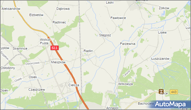 mapa Kąty gmina Jarocin, Kąty gmina Jarocin na mapie Targeo