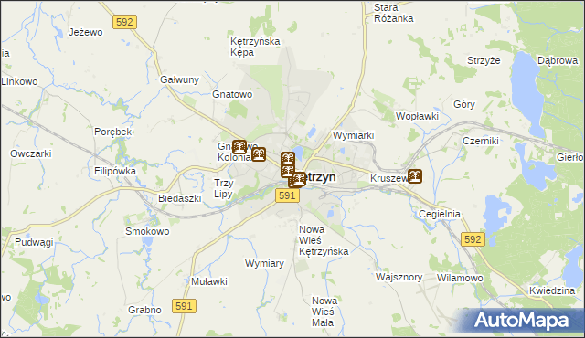 mapa Kętrzyn, Kętrzyn na mapie Targeo