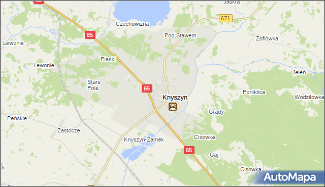 mapa Knyszyn powiat moniecki, Knyszyn powiat moniecki na mapie Targeo