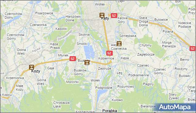 mapa Kobiernice, Kobiernice na mapie Targeo