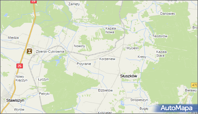 mapa Korzeniew, Korzeniew na mapie Targeo
