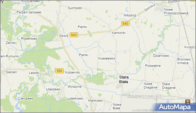 mapa Kowalewko gmina Stara Biała, Kowalewko gmina Stara Biała na mapie Targeo