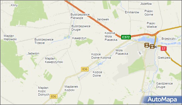 mapa Kozice Dolne-Kolonia, Kozice Dolne-Kolonia na mapie Targeo