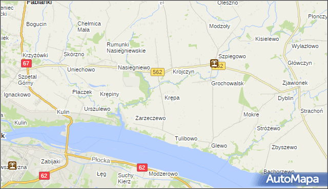 mapa Krępa gmina Dobrzyń nad Wisłą, Krępa gmina Dobrzyń nad Wisłą na mapie Targeo