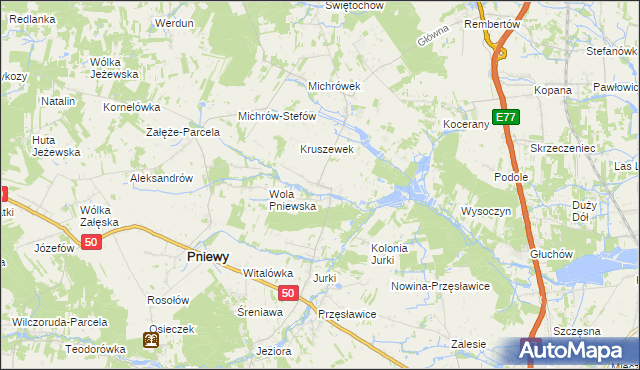 mapa Kruszew gmina Pniewy, Kruszew gmina Pniewy na mapie Targeo