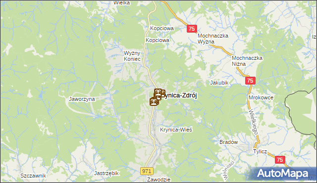 mapa Krynica-Zdrój, Krynica-Zdrój na mapie Targeo