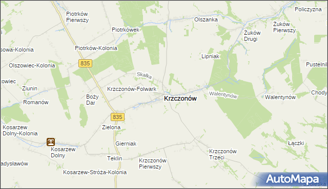 mapa Krzczonów powiat lubelski, Krzczonów powiat lubelski na mapie Targeo