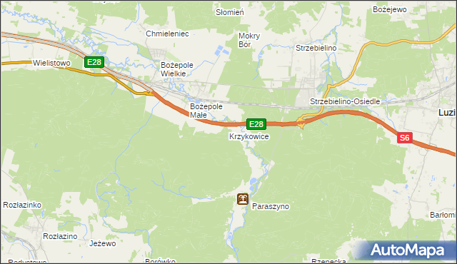 mapa Krzykowice gmina Łęczyce, Krzykowice gmina Łęczyce na mapie Targeo