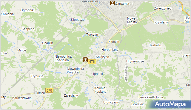 mapa Księżyno, Księżyno na mapie Targeo