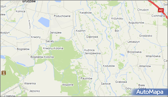 mapa Kuźnica Janiszewska, Kuźnica Janiszewska na mapie Targeo