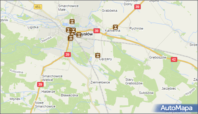 mapa Łączany gmina Namysłów, Łączany gmina Namysłów na mapie Targeo