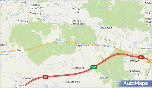 mapa Łapajówka gmina Radymno, Łapajówka gmina Radymno na mapie Targeo