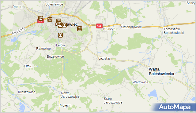 mapa Łaziska gmina Bolesławiec, Łaziska gmina Bolesławiec na mapie Targeo