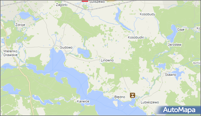 mapa Linowno, Linowno na mapie Targeo