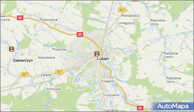 mapa Lubań, Lubań na mapie Targeo