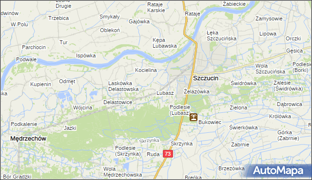 mapa Lubasz gmina Szczucin, Lubasz gmina Szczucin na mapie Targeo