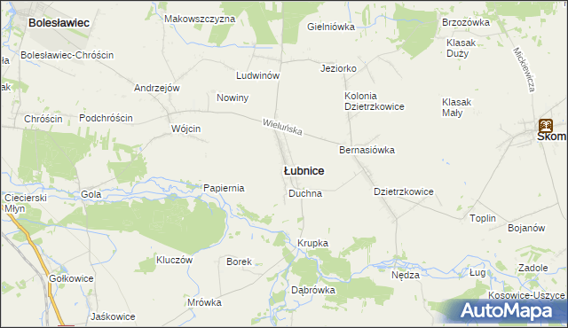 mapa Łubnice powiat wieruszowski, Łubnice powiat wieruszowski na mapie Targeo