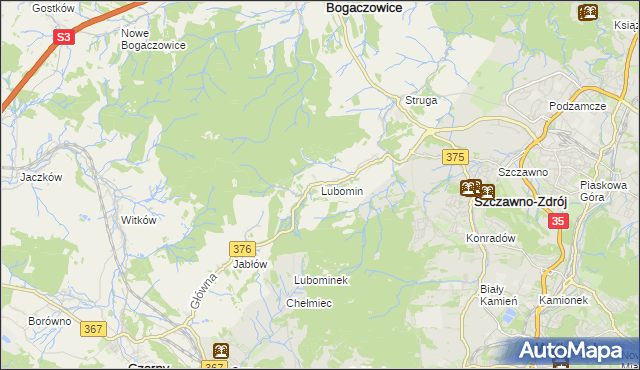 mapa Lubomin gmina Stare Bogaczowice, Lubomin gmina Stare Bogaczowice na mapie Targeo