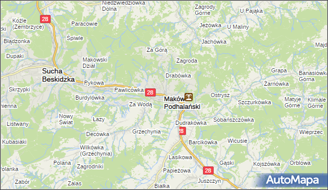 mapa Maków Podhalański, Maków Podhalański na mapie Targeo