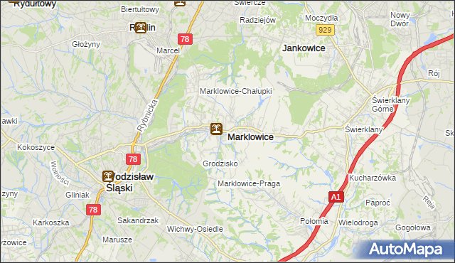 mapa Marklowice, Marklowice na mapie Targeo