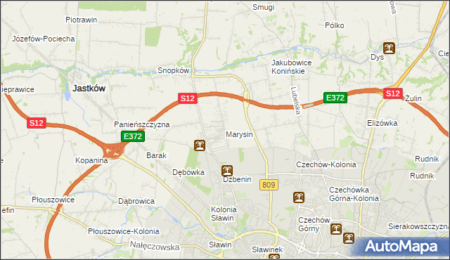 mapa Marysin gmina Jastków, Marysin gmina Jastków na mapie Targeo