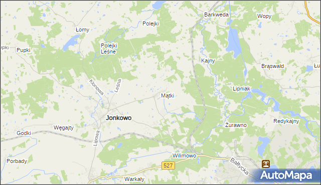 mapa Mątki gmina Jonkowo, Mątki gmina Jonkowo na mapie Targeo