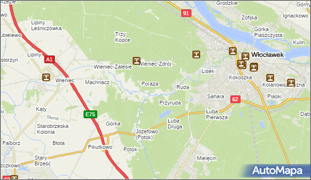 mapa Mazury gmina Brześć Kujawski, Mazury gmina Brześć Kujawski na mapie Targeo