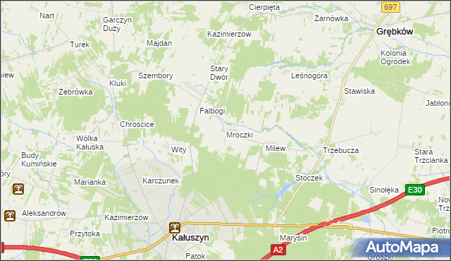 mapa Mroczki gmina Kałuszyn, Mroczki gmina Kałuszyn na mapie Targeo