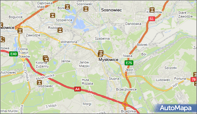 mapa Mysłowice, Mysłowice na mapie Targeo