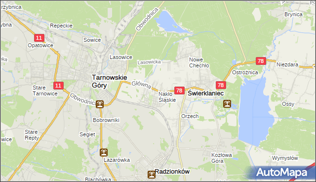 mapa Nakło Śląskie, Nakło Śląskie na mapie Targeo