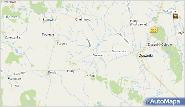 mapa Niewierz gmina Duszniki, Niewierz gmina Duszniki na mapie Targeo