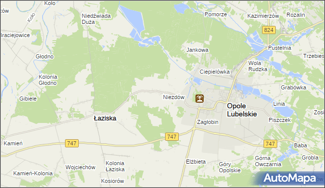 mapa Niezdów gmina Opole Lubelskie, Niezdów gmina Opole Lubelskie na mapie Targeo