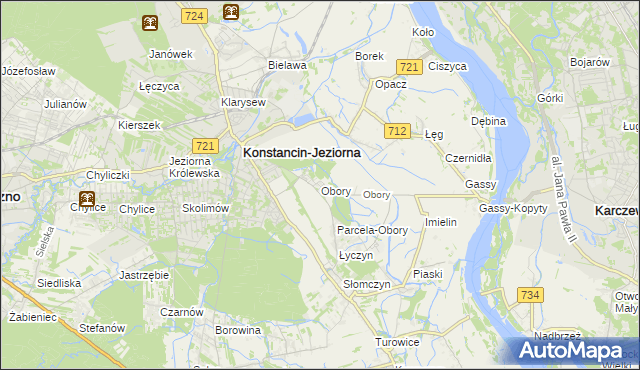 mapa Obory gmina Konstancin-Jeziorna, Obory gmina Konstancin-Jeziorna na mapie Targeo