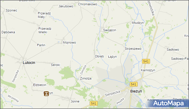 mapa Obręb gmina Lutocin, Obręb gmina Lutocin na mapie Targeo