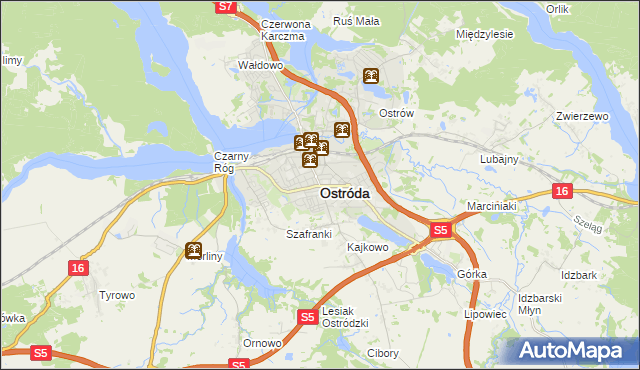 mapa Ostróda, Ostróda na mapie Targeo