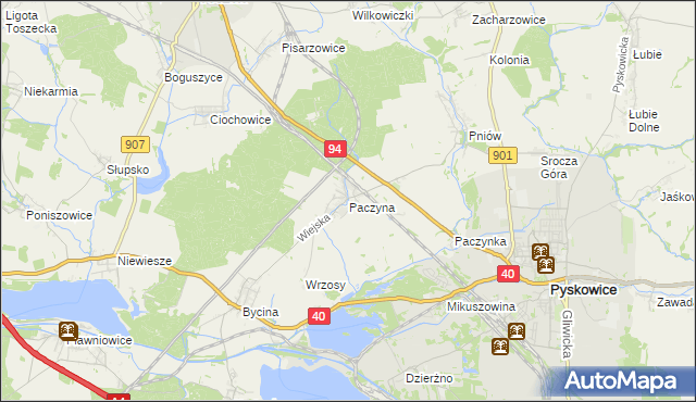 mapa Paczyna, Paczyna na mapie Targeo