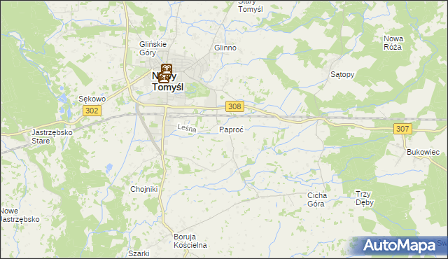 mapa Paproć, Paproć na mapie Targeo