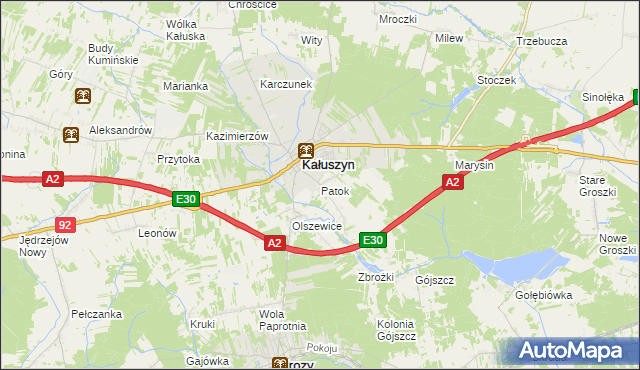 mapa Patok gmina Kałuszyn, Patok gmina Kałuszyn na mapie Targeo