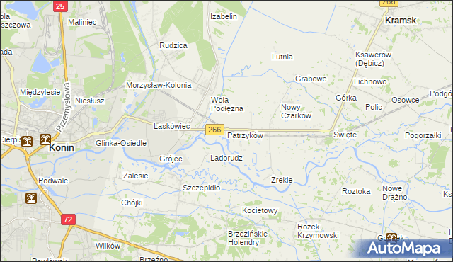 mapa Patrzyków gmina Kramsk, Patrzyków gmina Kramsk na mapie Targeo