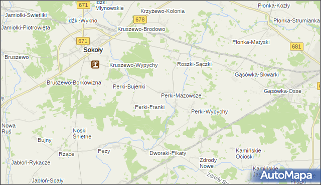 mapa Perki-Mazowsze, Perki-Mazowsze na mapie Targeo