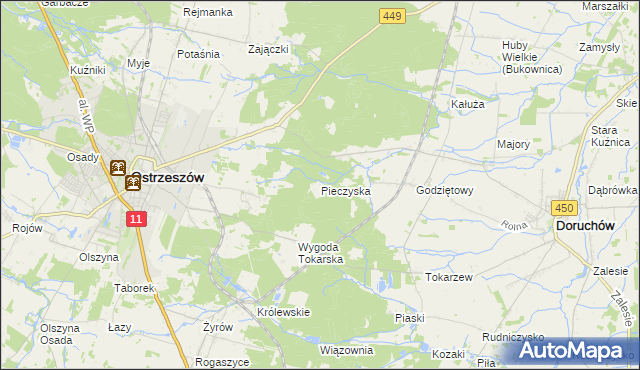 mapa Pieczyska gmina Doruchów, Pieczyska gmina Doruchów na mapie Targeo