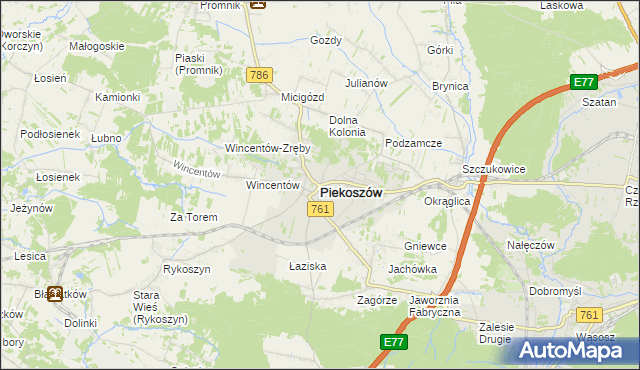 mapa Piekoszów, Piekoszów na mapie Targeo